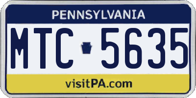 PA license plate MTC5635