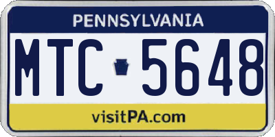PA license plate MTC5648
