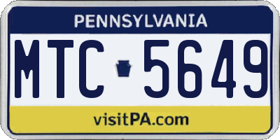 PA license plate MTC5649