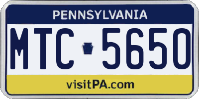 PA license plate MTC5650