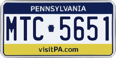 PA license plate MTC5651