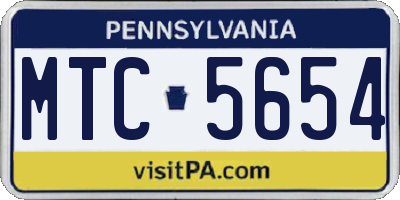 PA license plate MTC5654