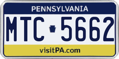 PA license plate MTC5662