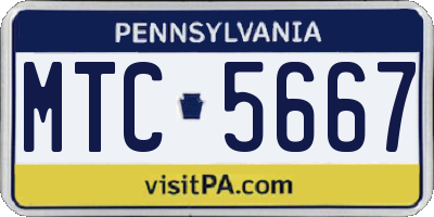 PA license plate MTC5667