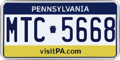 PA license plate MTC5668