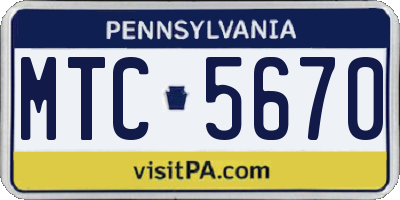 PA license plate MTC5670