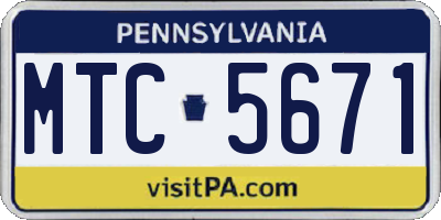 PA license plate MTC5671