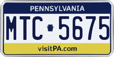 PA license plate MTC5675