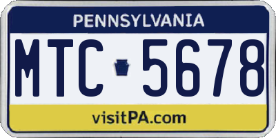 PA license plate MTC5678