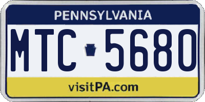 PA license plate MTC5680