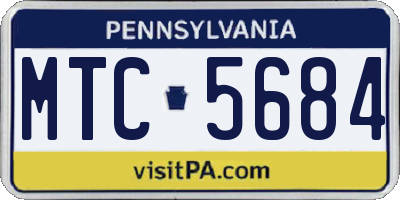 PA license plate MTC5684