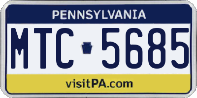 PA license plate MTC5685