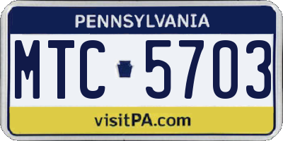 PA license plate MTC5703