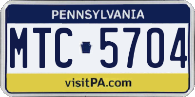 PA license plate MTC5704