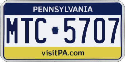 PA license plate MTC5707