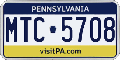 PA license plate MTC5708