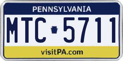 PA license plate MTC5711