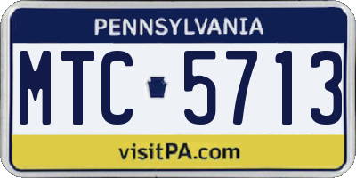 PA license plate MTC5713