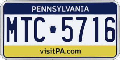 PA license plate MTC5716
