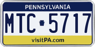 PA license plate MTC5717