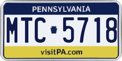 PA license plate MTC5718