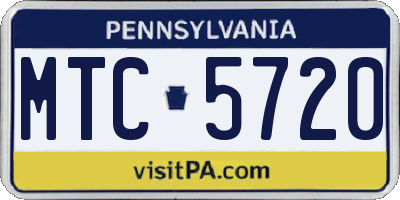 PA license plate MTC5720
