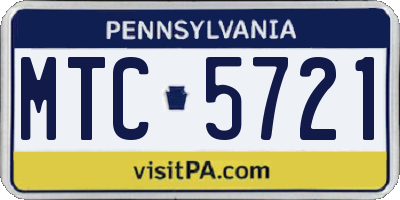 PA license plate MTC5721