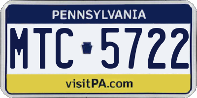PA license plate MTC5722