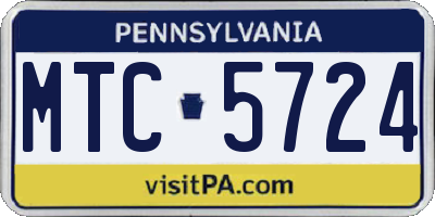 PA license plate MTC5724
