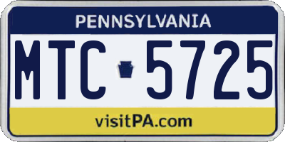PA license plate MTC5725
