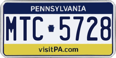 PA license plate MTC5728