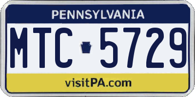 PA license plate MTC5729