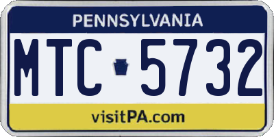 PA license plate MTC5732