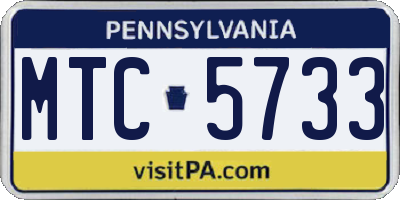 PA license plate MTC5733