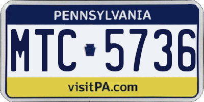 PA license plate MTC5736