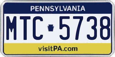 PA license plate MTC5738