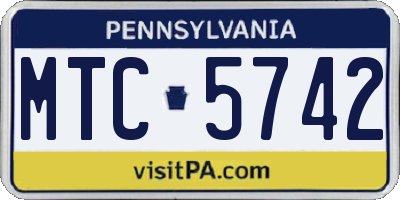 PA license plate MTC5742