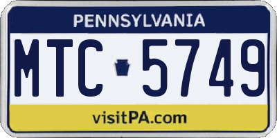 PA license plate MTC5749