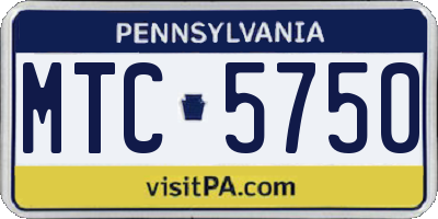 PA license plate MTC5750
