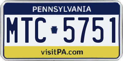 PA license plate MTC5751