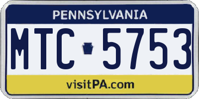 PA license plate MTC5753