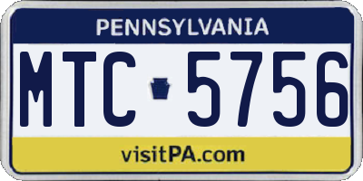 PA license plate MTC5756