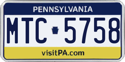 PA license plate MTC5758
