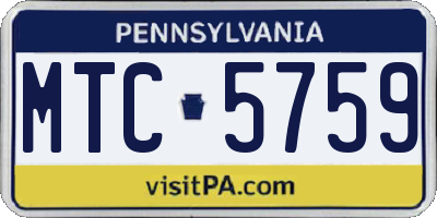PA license plate MTC5759
