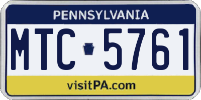 PA license plate MTC5761