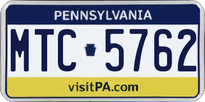PA license plate MTC5762
