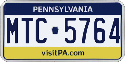 PA license plate MTC5764