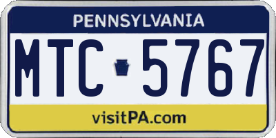 PA license plate MTC5767