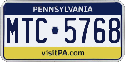 PA license plate MTC5768