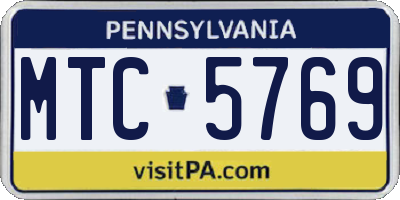 PA license plate MTC5769